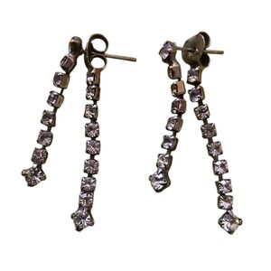 Double Drop Rhinestone Earrings Vintage